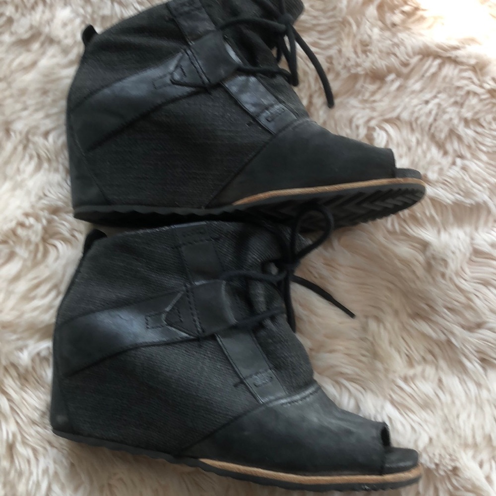 Distressed linen summer booties. Super cute with shorts, skirts, & dresses.